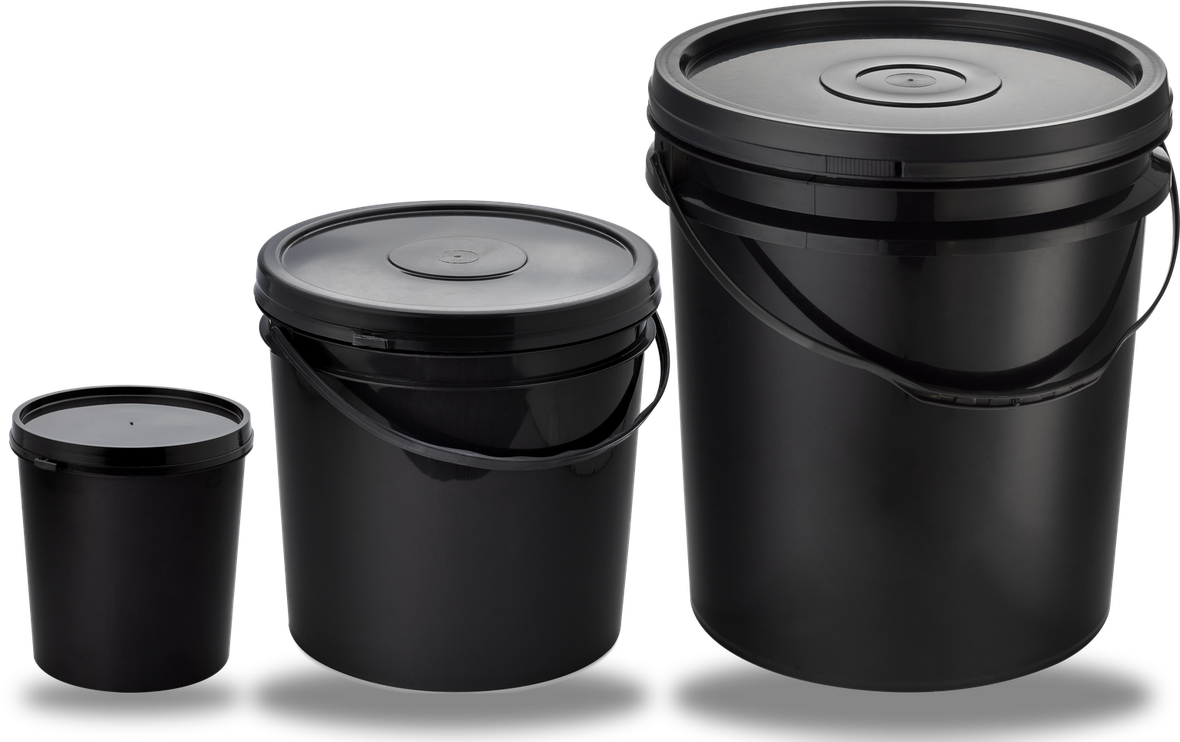 Baldes plásticos industriais BM Plásticos — 0,9L, 3,6L e 18L