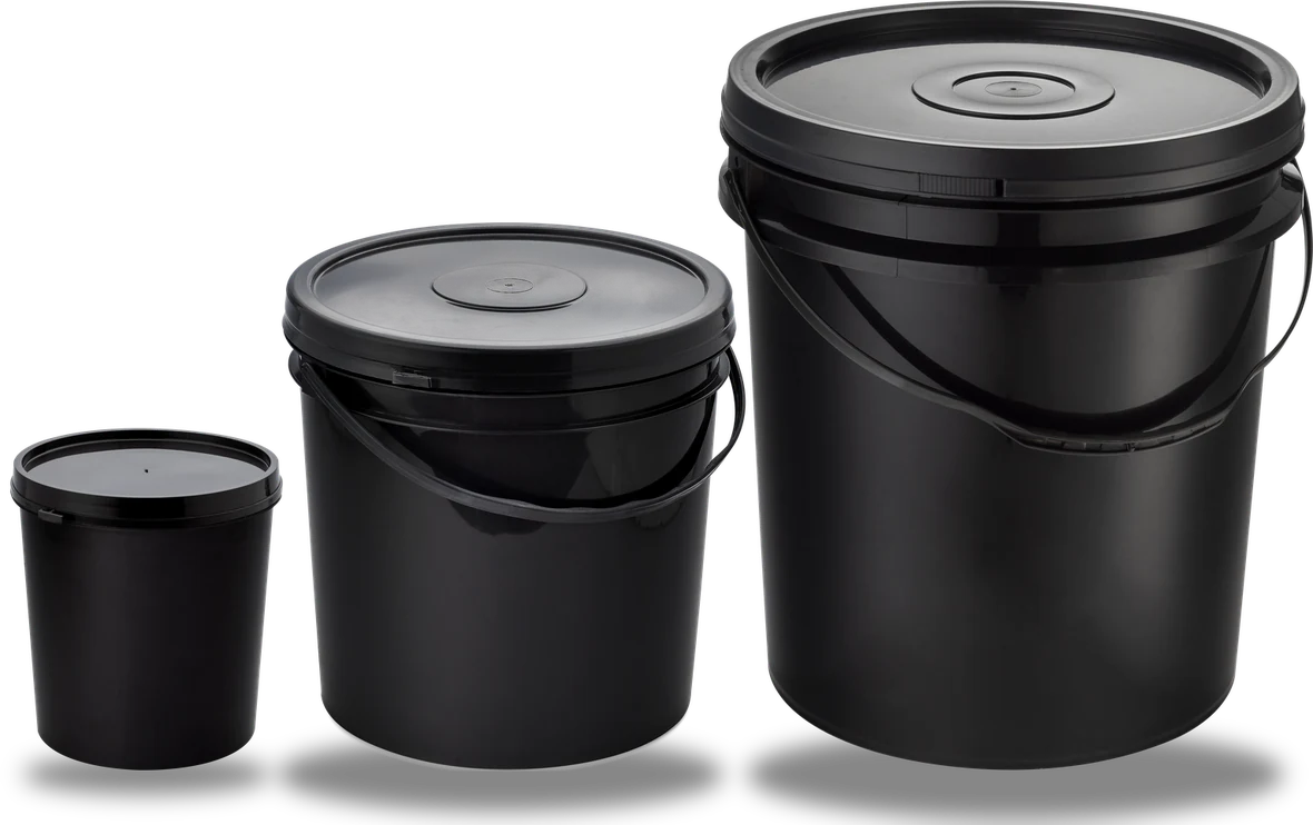 Baldes plásticos industriais BM Plásticos — 0,9L, 3,6L e 18L